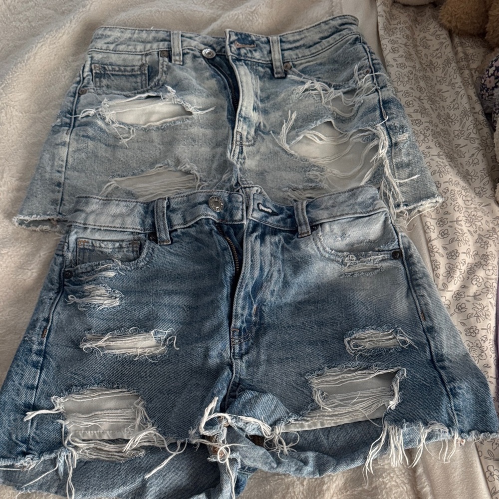 2 pairs American Eagle Outfitters  Blue Denim Shorts gently worn size 00
